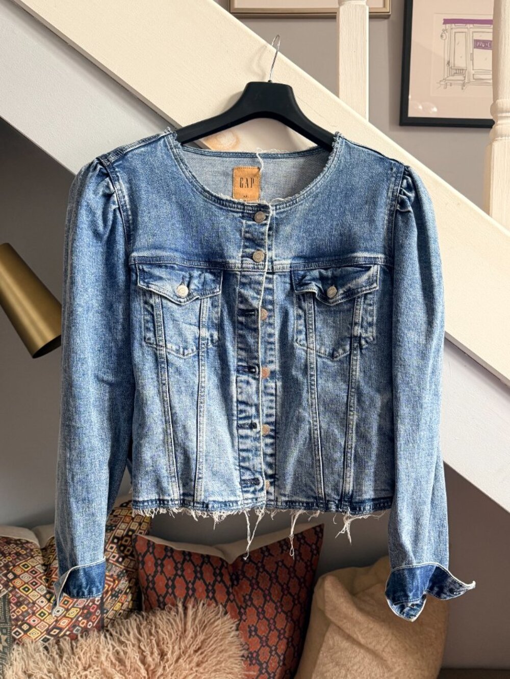 Gap Collarless Cropped Icon Denim Jacket (XXL)